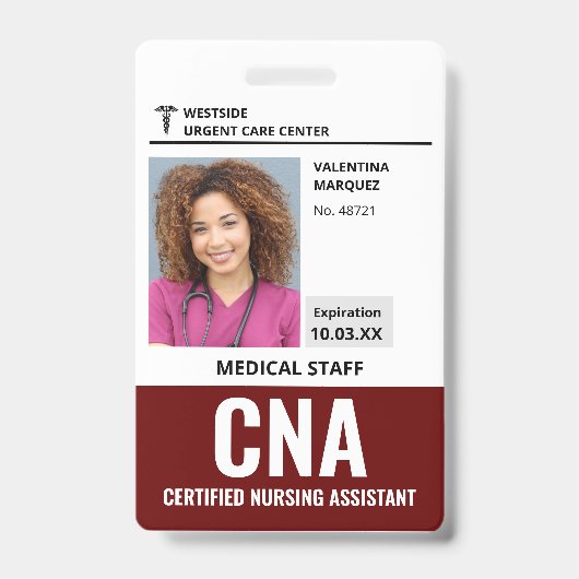 Gecertificeerd Verpleegkundige Assistent CNA ID Pa Badge (Voorzijde)
