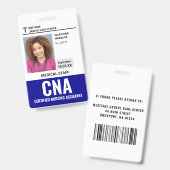 Gecertificeerd Verpleegkundige CNA ID Pas Badge (Voor- en achterkant)