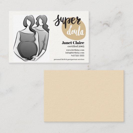 gecertificeerd visitekaartje van het geboortedoula (Voorkant / Achterkant)