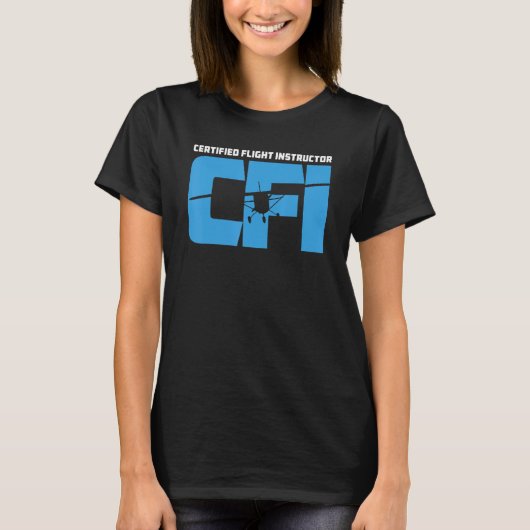 Gecertificeerd vlieginstructeur CFI Vliegtuig Silh T-shirt (Voorkant)