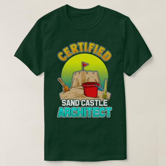 Gecertificeerd Zand Castle Architect Zomer Strand T-shirt (Design voorkant)