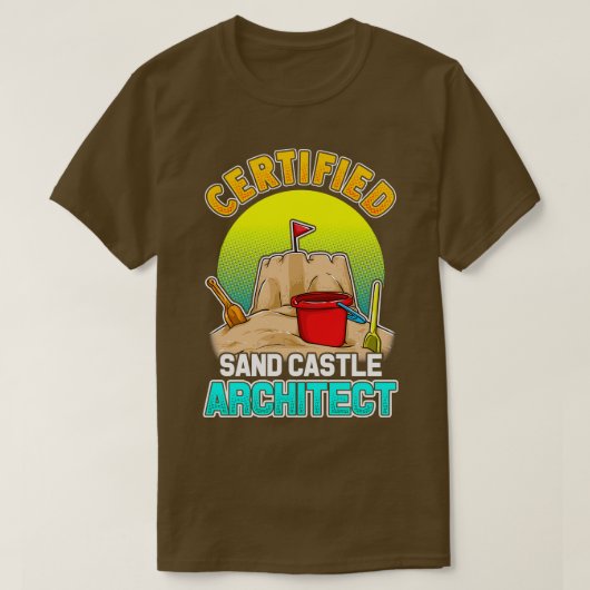 Gecertificeerd Zand Castle Architect Zomer Strand T-shirt (Design voorkant)
