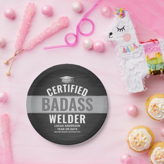 Gecertificeerde Badass Welder Graduation Party Zwa Papieren Bordje (Feest)