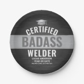 Gecertificeerde Badass Welder Graduation Party Zwa Papieren Bordje (Voorkant)