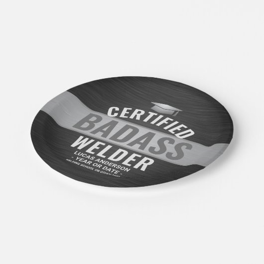Gecertificeerde Badass Welder Graduation Party Zwa Papieren Bordje (Gekanteld)