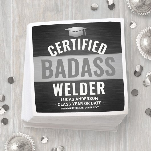 Gecertificeerde Badass Welder Graduation Party Zwa Servet