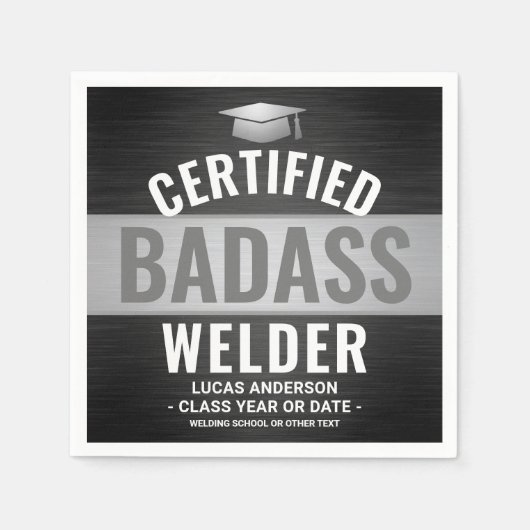Gecertificeerde Badass Welder Graduation Party Zwa Servet (Voorkant)