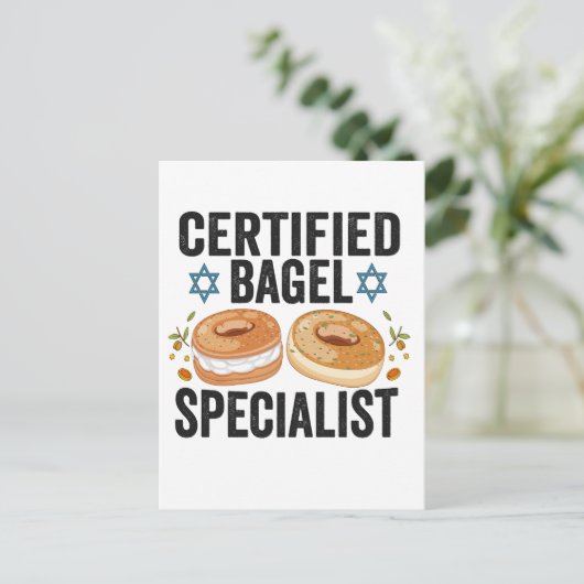 Gecertificeerde Bagel Specialist Grappige Joodse C Briefkaart (Staand voorkant)