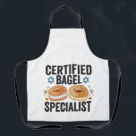Gecertificeerde Bagel Specialist Grappige Joodse C Schort<br><div class="desc">Chanoeka,  Pascha,  Jiddisch,  Chanoeka,  Joods,  Menora,  Jood,  Gift,  Verjaardag,  Bagel</div>