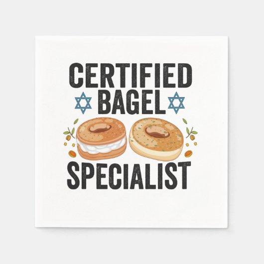 Gecertificeerde Bagel Specialist Grappige Joodse C Servet (Voorkant)