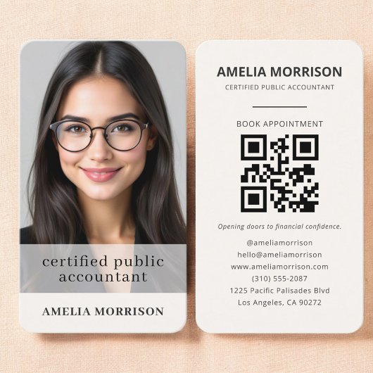 Gecertificeerde belastingaccountant moderne foto visitekaartje