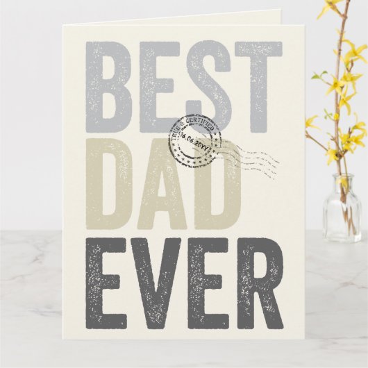 Gecertificeerde beste pap ooit Vaderdag Typografie Kaart (Gele Bloem)