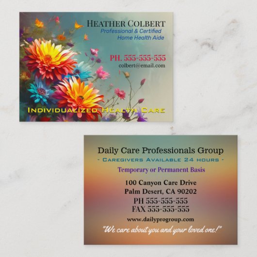 Gecertificeerde bloemige vrolijke professionele zo visitekaartje (Voorkant / Achterkant)