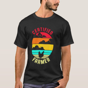 Gecertificeerde boer Kip Retro Schattige Haan Kuik T-shirt