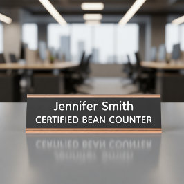 Gecertificeerde Bonen Teller Gepersonaliseerde Naa Bureau Naambordje