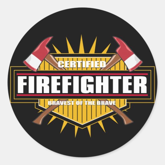 Gecertificeerde brandweerman ronde sticker (Voorkant)