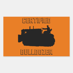 GECERTIFICEERDE BULLDOZER-VINTAGE RECHTHOEKIGE STICKER