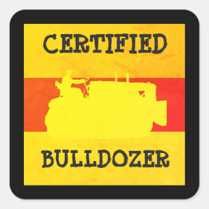 GECERTIFICEERDE BULLDOZER-VINTAGE VIERKANTE STICKER