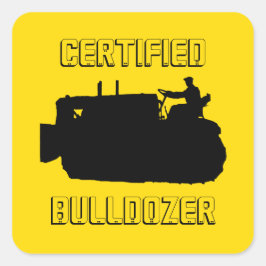 GECERTIFICEERDE BULLDOZER-VINTAGE VIERKANTE STICKER