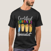 Gecertificeerde Burrito Specialist grappig Cinco d T-shirt (Voorkant)