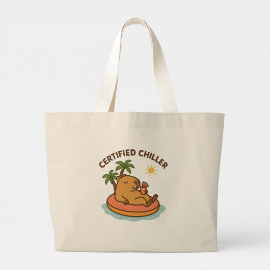 Gecertificeerde Chiller – Schattigee zomer Capybar Grote Tote Bag (Achterkant)