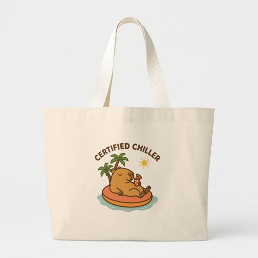 Gecertificeerde Chiller – Schattigee zomer Capybar Grote Tote Bag (Voorkant)