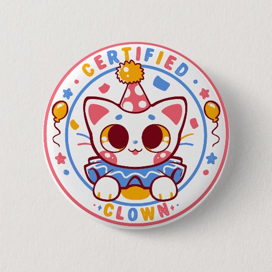 Gecertificeerde clown ronde button 5,7 cm (Voorkant)