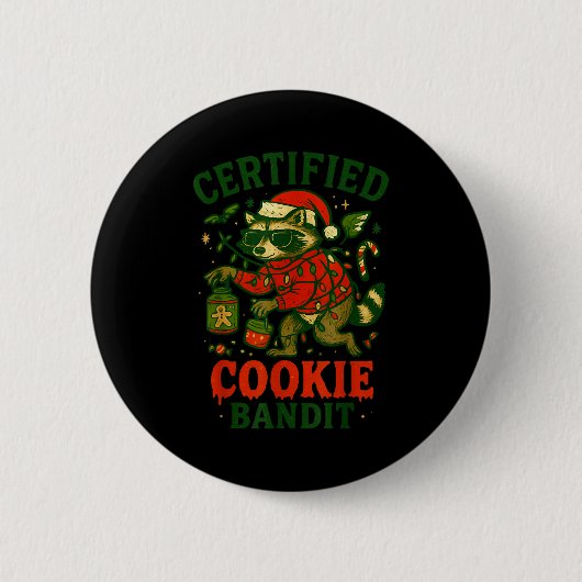 Gecertificeerde Cookie Bandiet, Grappige Kerstverl Ronde Button 5,7 Cm (Voorkant)