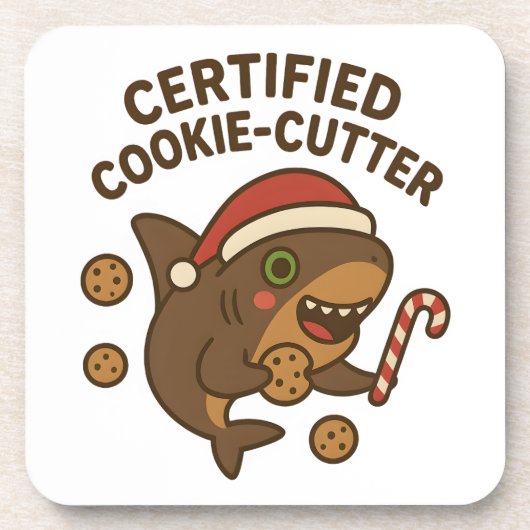 Gecertificeerde Cookie-Cutter Grappige Kersthaai P Bier Onderzetter (Voorkant)