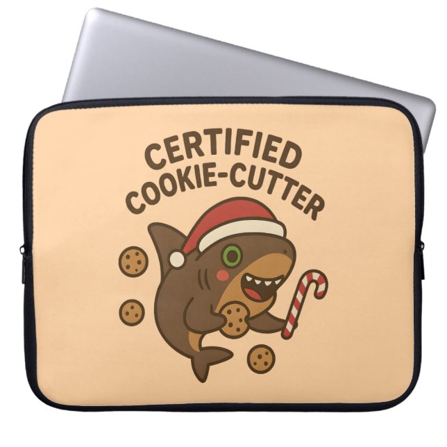 Gecertificeerde Cookie-Cutter Grappige Kersthaai P Laptop Sleeve (Voorkant)