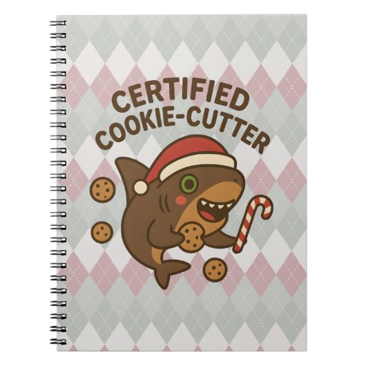 Gecertificeerde Cookie-Cutter Grappige Kersthaai P Notitieboek (Voorkant)