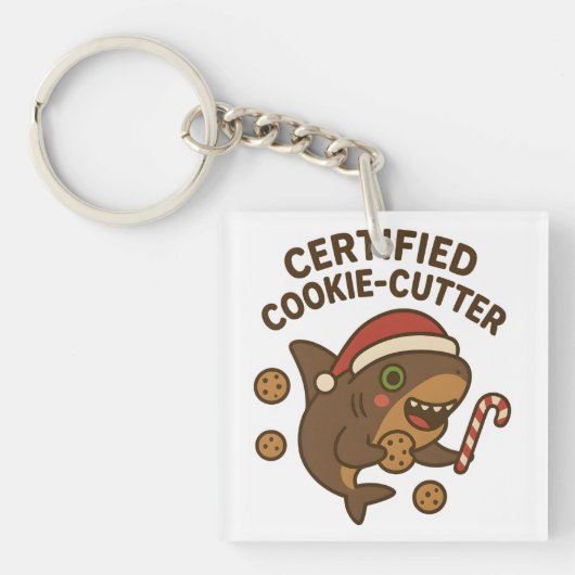 Gecertificeerde Cookie-Cutter Grappige Kersthaai P Sleutelhanger (voorkant)
