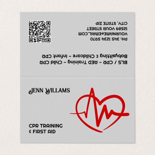 Gecertificeerde CPR Instructor Custom QR Visitekaartje (Buitenkant ongevouwen)