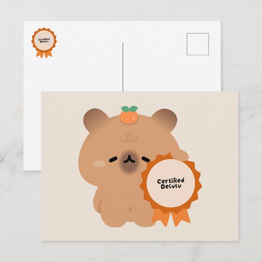 Gecertificeerde Delulu Capybara Feestdagenkaart (Voorkant / Achterkant)