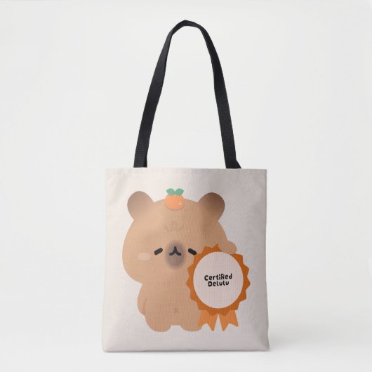 Gecertificeerde Delulu Capybara Tote Bag (Voorkant)
