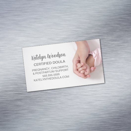 Gecertificeerde doula of verloskundige geboortecoa magnetisch visitekaartje (Voorbeeld)