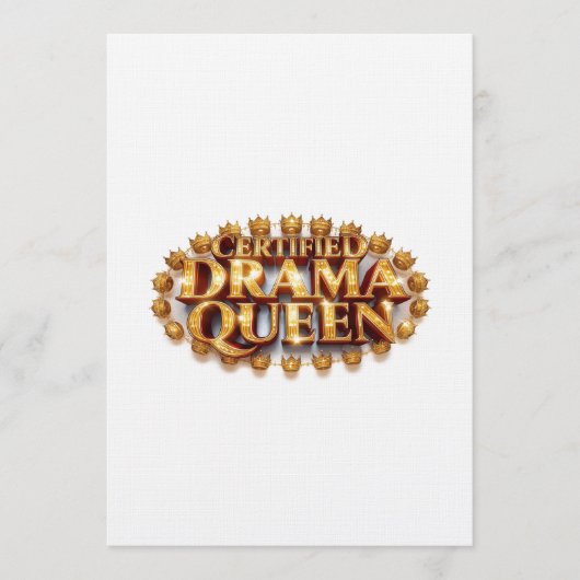 Gecertificeerde Drama Queen Kaart (Voorkant)