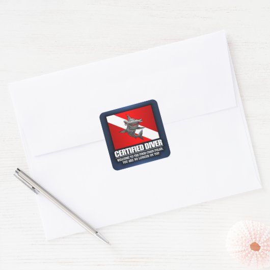 Gecertificeerde duiker (voedselketen) vierkante sticker (Envelop)