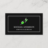 Gecertificeerde elektricien met zwarte en groene s visitekaartje (Voorkant)