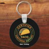 Gecertificeerde Emotionele Ondersteuning Taco Grap Sleutelhanger (Voorkant)