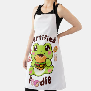 Gecertificeerde Foodie Lieve Kawaii Kikker Eet Ham Schort