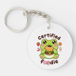 Gecertificeerde Foodie Lieve Kawaii Kikker Eet Ham Sleutelhanger