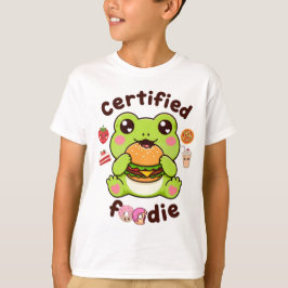 Gecertificeerde Foodie Lieve Kawaii Kikker Eet Ham T-shirt