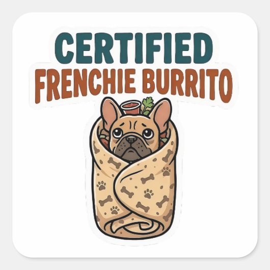 Gecertificeerde Franse Bulldog Burrito Sticker (Voorkant)