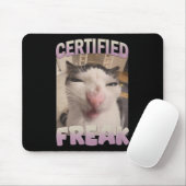 Gecertificeerde Freak Cat Meme Aanstootgevende Mem Muismat (Met muis)