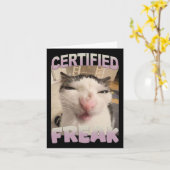 Gecertificeerde Freak Cat Meme Funny Pet Humor Kaart (Gele Bloem)