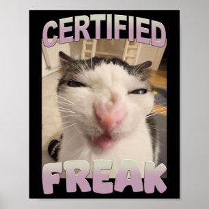 Gecertificeerde Freak Cat Meme Funny Pet Humor Poster