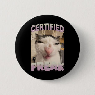 Gecertificeerde Freak Cat Meme Funny Pet Humor Ronde Button 5,7 Cm