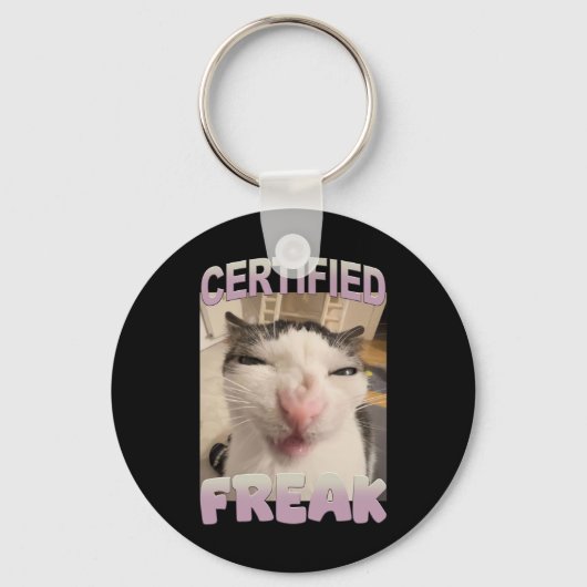Gecertificeerde Freak Cat Meme Funny Pet Humor Sleutelhanger (Voorkant)