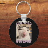 Gecertificeerde Freak Cat Meme Funny Pet Humor Sleutelhanger (Voorkant)